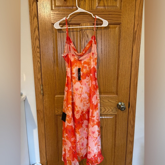 Fabulous Destiny Pink Floral Swiss Dot Cowl Neck Midi Dress - Picture 3 of 4